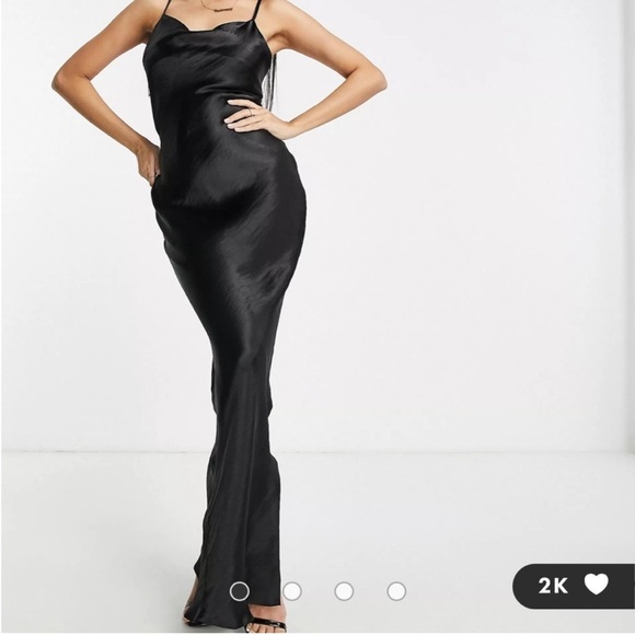 ASOS Designs Black Satin Maxi Dress - Picture 1 of 7